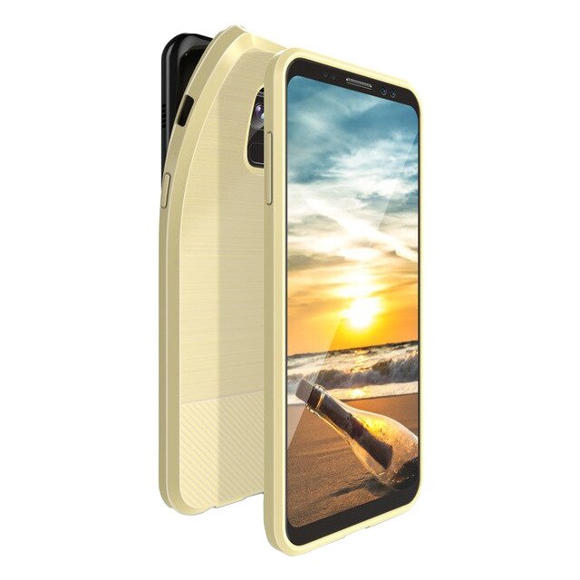 Husa de protectie Samsung Galaxy A8 Plus 2018 Dux Ducis rezistenta la socuri cu placuta metalica, auriu