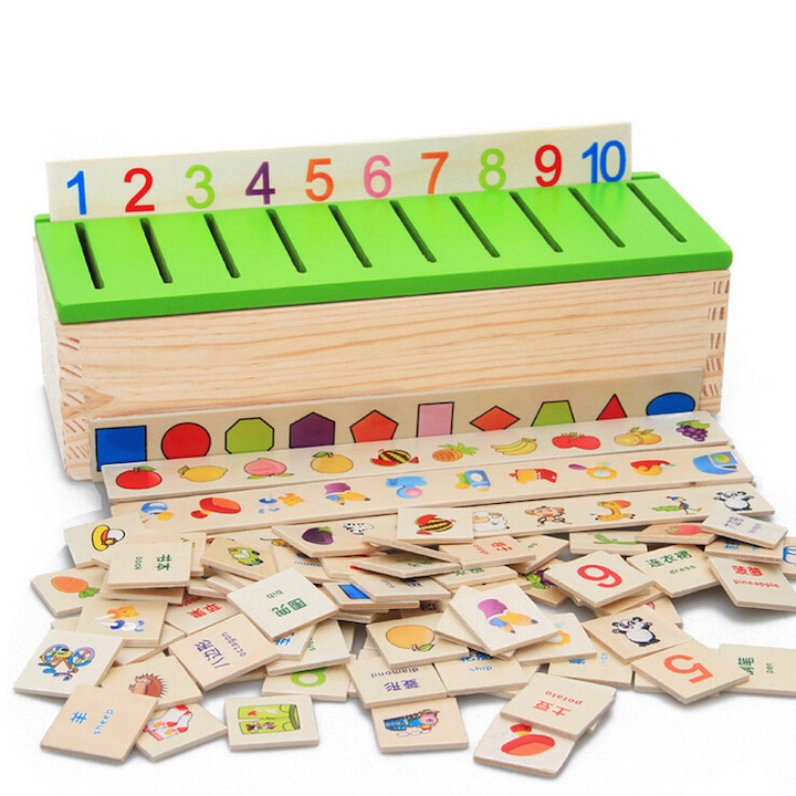 Krista Montessori készségfejlesztő játék, válogatás és párosítás, 88 darabos, fa