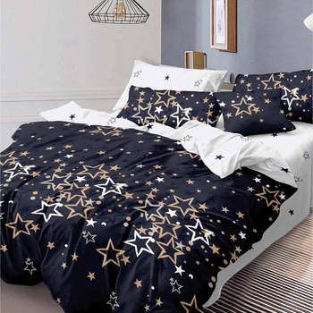 Lenjerie bumbac finet 6 piese, pentru pat mare bleu JN287c Lenjerie bumbac finet 6 piese, pentru pat mare bleu JN287c