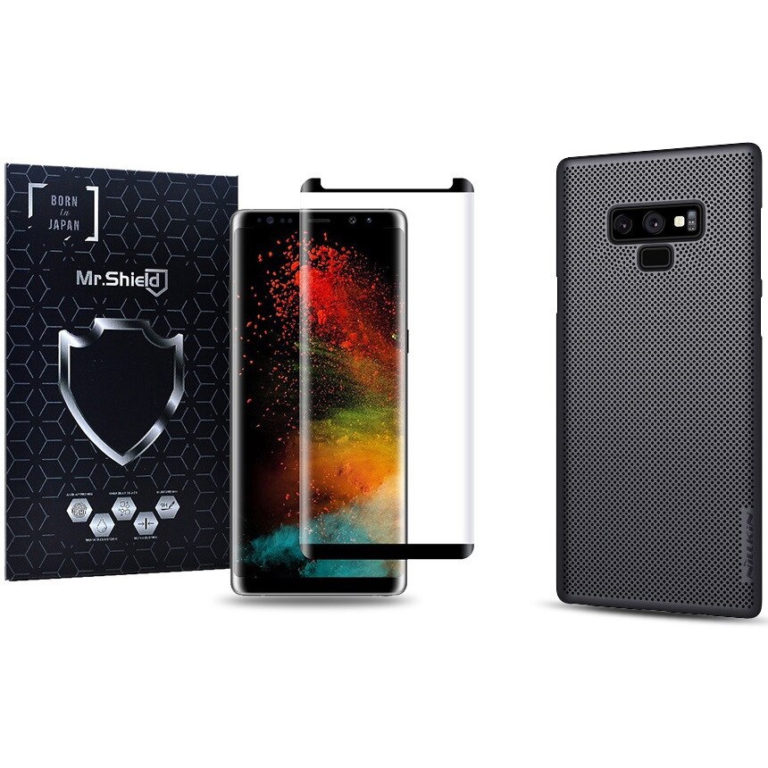 Pachet Husa Samsung Galaxy Note 9 Nillkin Originala Air Black+ Folie de Sticla Mr.Shield