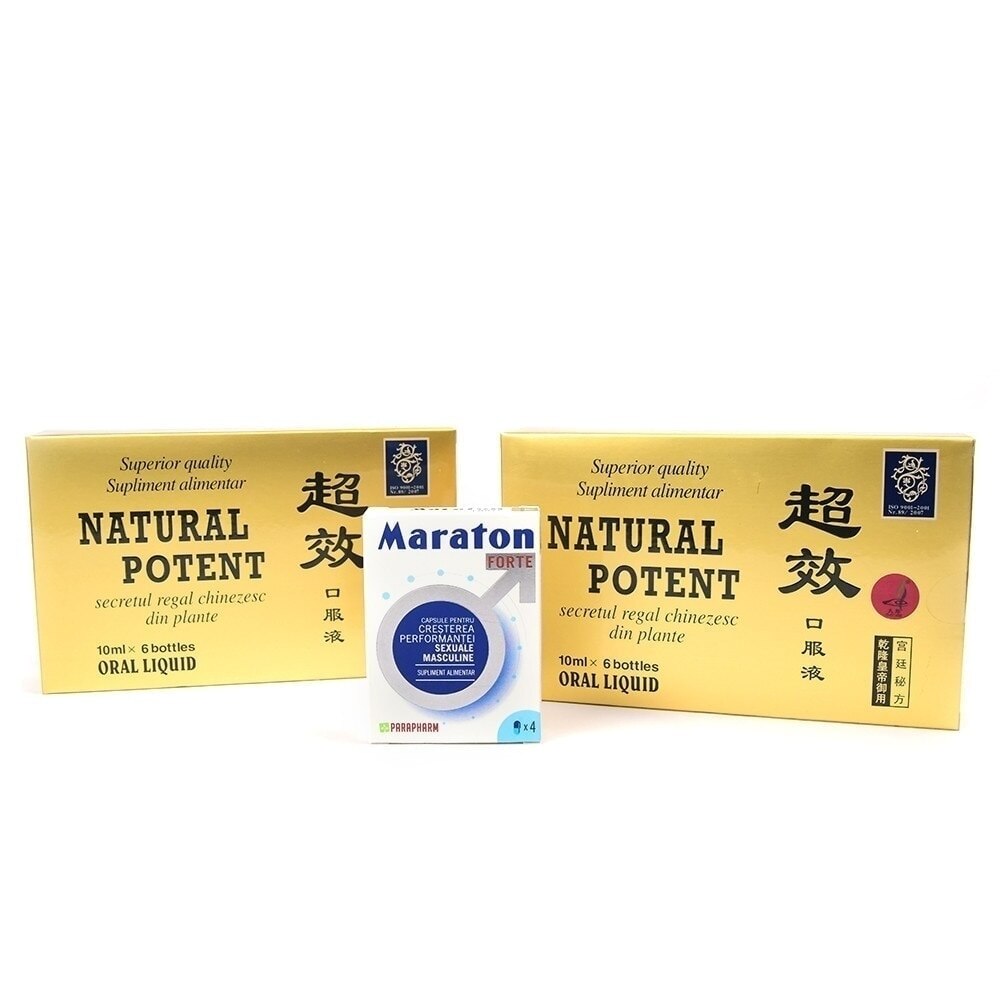 Pachet Natural Potent 12 fiole + Maraton 4 cps, Naturalia Diet