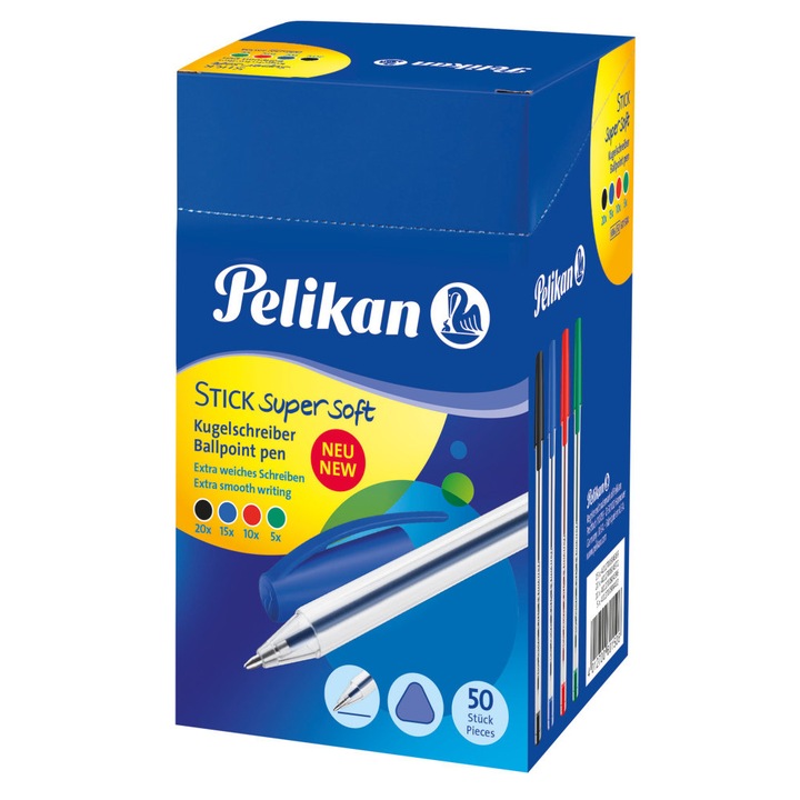 Химикалка Stick K86s Pelikan, Прозрачна, Червен, 50 бр