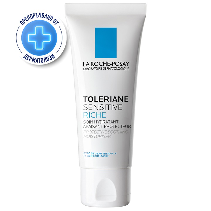 Хидратиращ крем за чувствителна кожа Roche Posay Toleriane Sensitive Riche, Пребиотичен, 40 мл