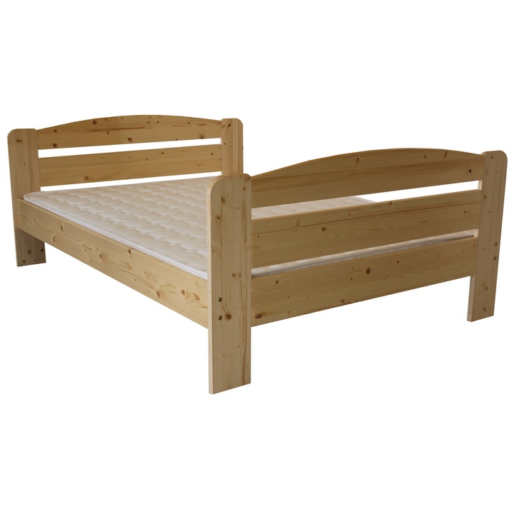 Pat matrimonial Transilvan, Dumbo, Lemn Masiv, Model 3/3, 140x200 cm, Natur