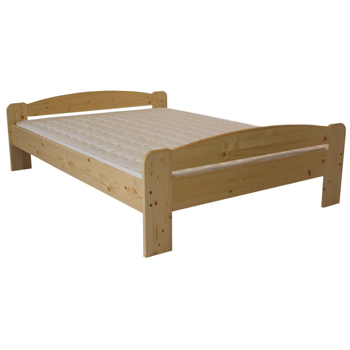 Pat matrimonial Transilvan, Dumbo, Lemn Masiv, Model 2/2, 160x200 cm, Natur