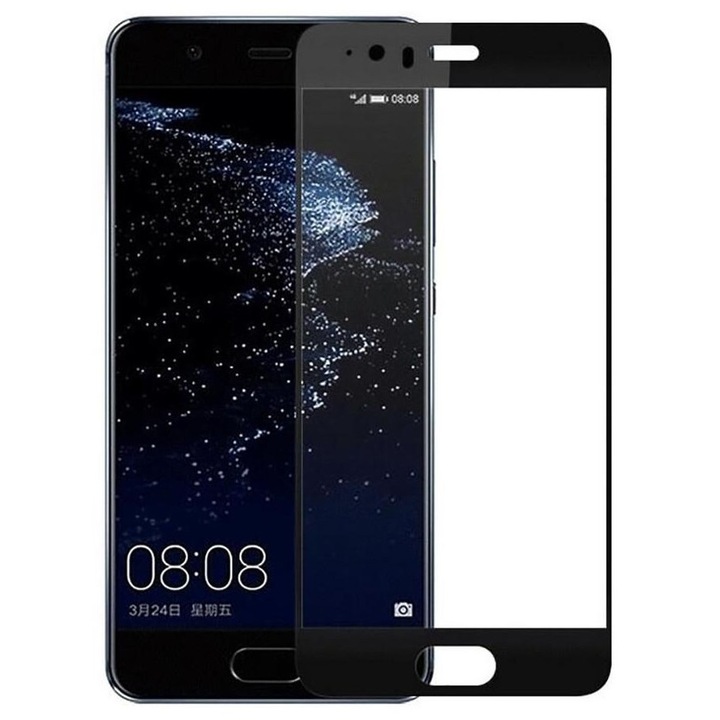 Folie sticla securizata Full Cover Full Glue pentru Huawei P10, Negru