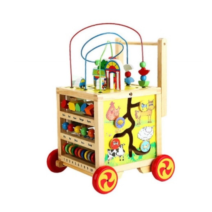 Dalip Baby Montessori 6 az 1-ben bébikomp, különféle foglalkozásokkal óriási fa kockákkal