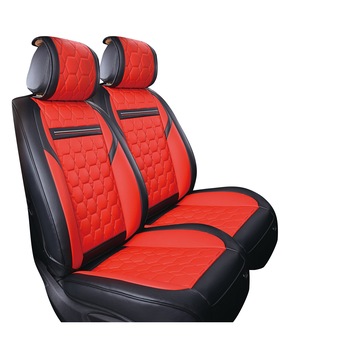 Set huse Scaune Auto Fata 1+1 Flexzon Lux , Negru / Rosu Set huse Scaune Auto Fata 1+1 Flexzon Lux , Negru / Rosu