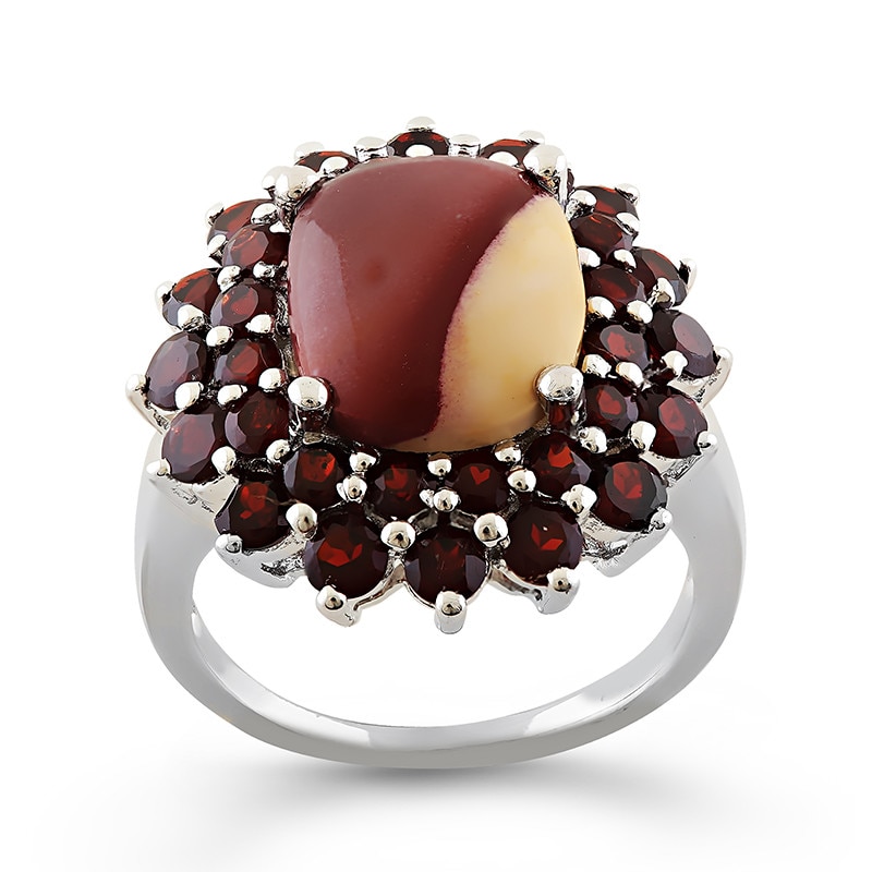 Inel Fantazzia Argint 925 Mookait, Granate, 58 R5038MKG