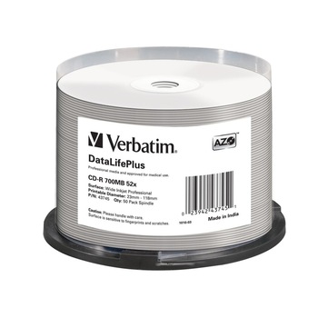 Set Verbatim Cd-r 700mb 52x Printable White Wide, 50buc Set Verbatim Cd-r 700mb 52x Printable White Wide, 50buc