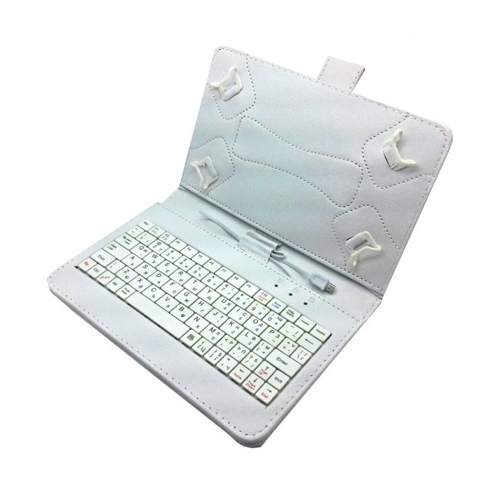 Универсален калъф с клавиатура AT TRADE 111 за 7-7.9 инчови таблети, Бял