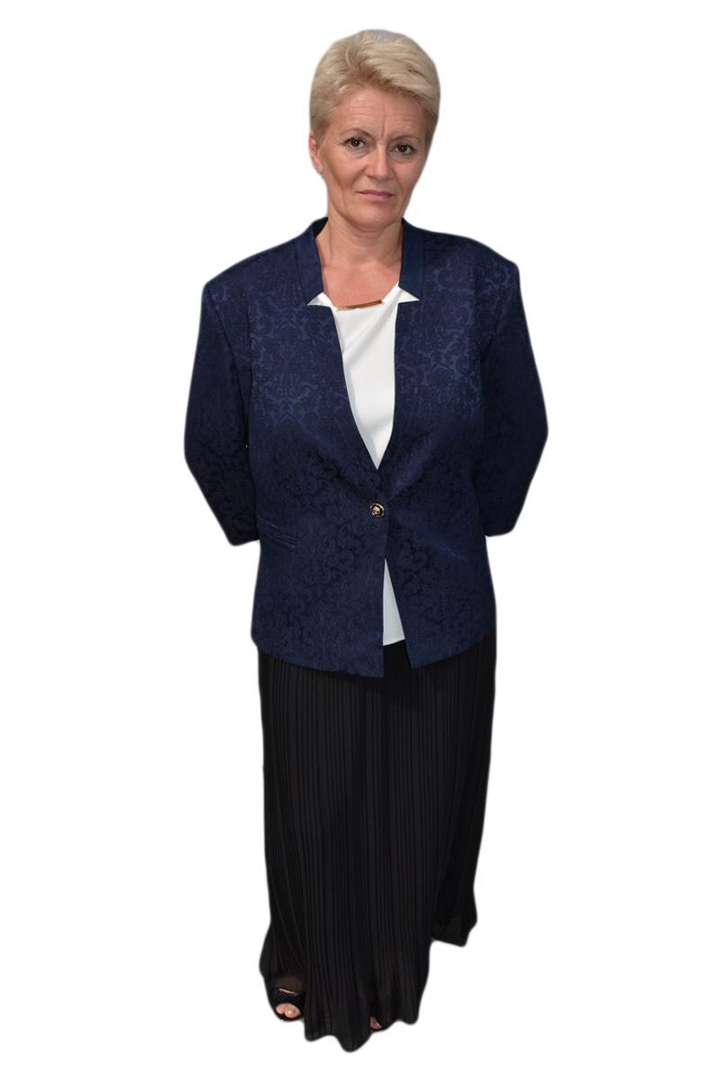 Sacou casual cu maneci trei-sferturi, D&J Exclusive, Albastru marin