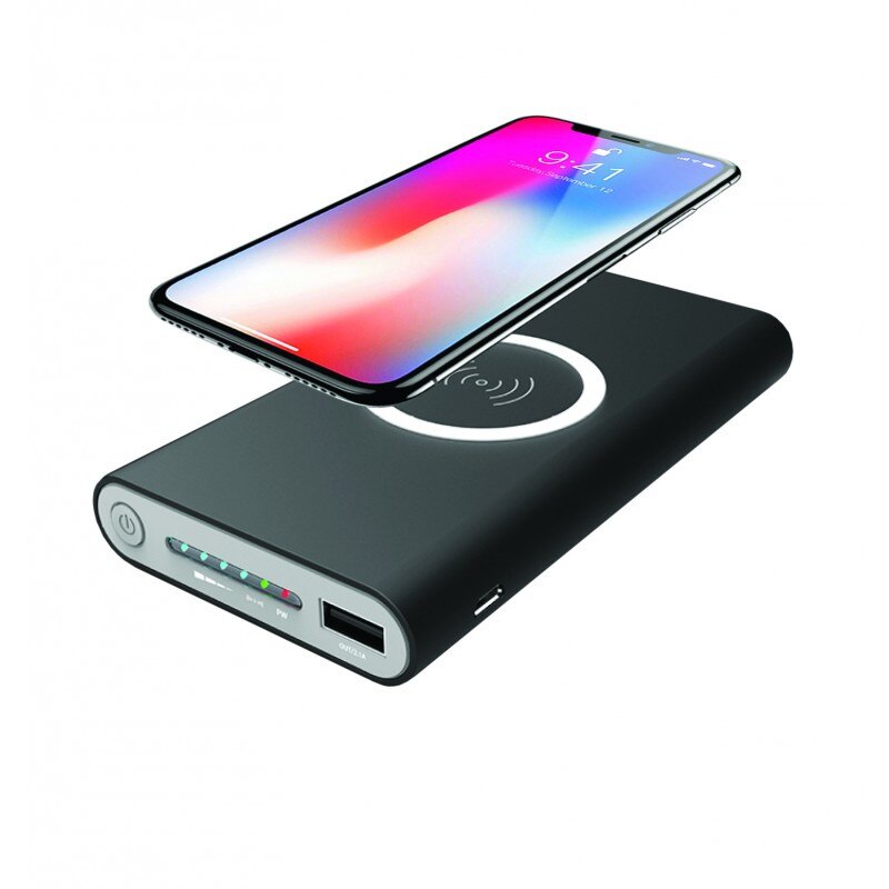 Acumulator extern cu incarcare wireless AKASHI 8000mAh, Black