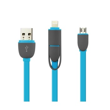 Cablu De Date 2 In 1 Iphone 5/6 + Micro Usb Albastru pt Telefon Tableta Cablu De Date 2 In 1 Iphone 5/6 + Micro Usb Albastru pt Telefon Tableta