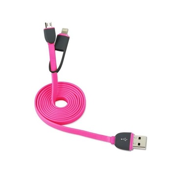 Cablu De Date 2 In 1 Iphone 5/6 + Micro Usb Roz pt Telefon Tableta Cablu De Date 2 In 1 Iphone 5/6 + Micro Usb Roz pt Telefon Tableta