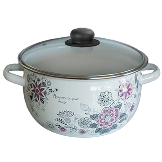 Oala emailata ruseasca VESENII ROMANS 4,5 L margina cromata