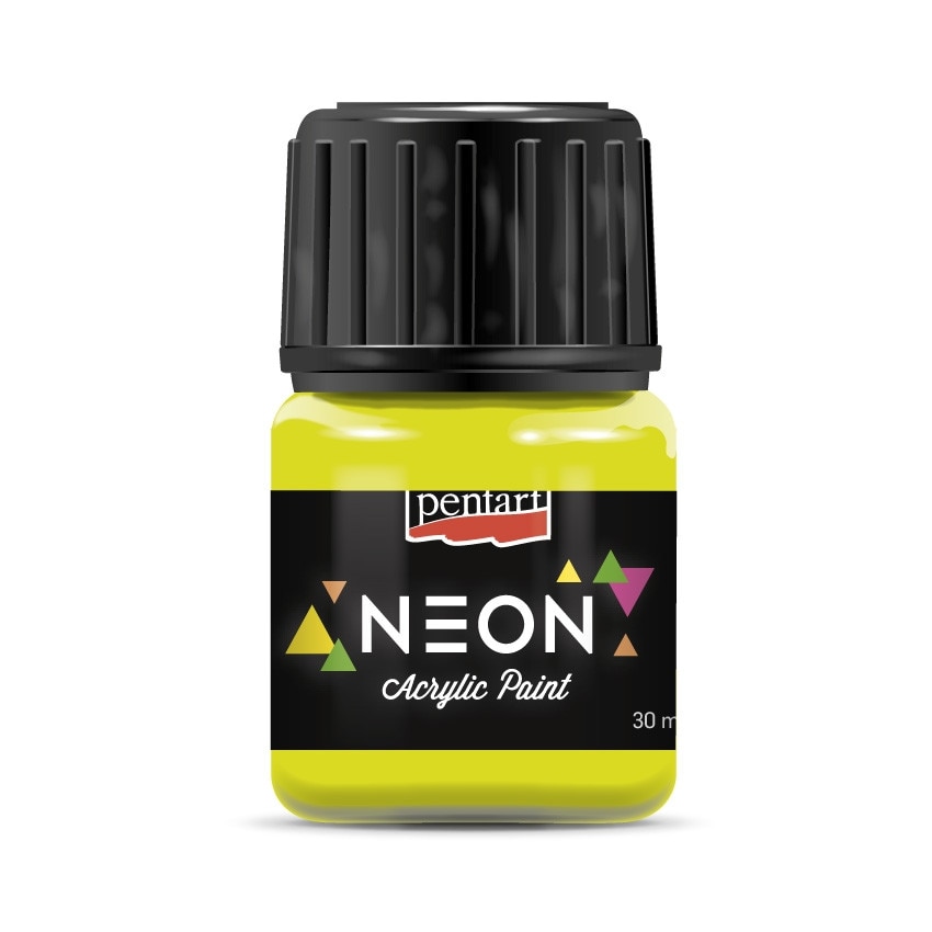Vopsea acrilica NEON pe baza de apa Pentart - galben neon, 30 ml