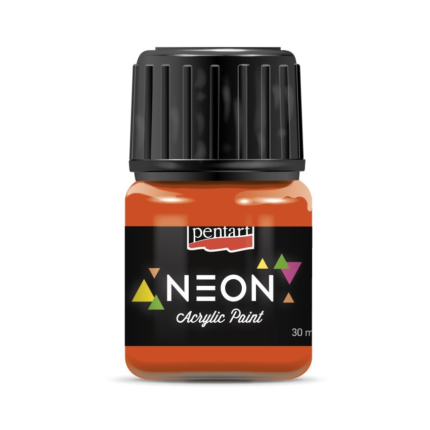 Vopsea acrilica NEON pe baza de apa Pentart - portocaliu neon, 30 ml