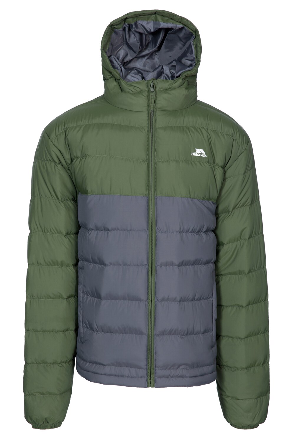 Trespass, Geaca impermeabila cu gluga Oskar, Verde militar/Gri carbune