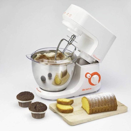 Mixer cu bol Ariete Gourmet Pastamatic 1597, 1000W, 6 viteze, Vas Inox 4L, Alb