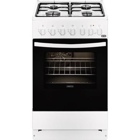 Aragaz mixt Zanussi ZCK552G1WA, Mixt, 4 arzatoare gaz, Aprindere electrica plita, Cuptor electric, 56 l, 50 cm, Alb