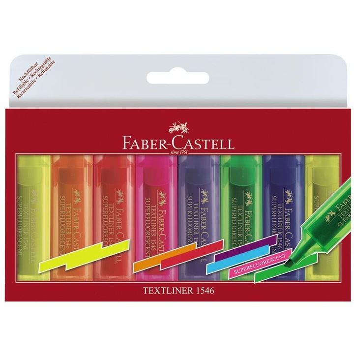 Комплект Textmarker Faber-Castell, 8 Superfluorescent 1546