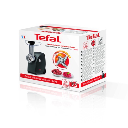 Masina de tocat Tefal HV4 NE411837, 2000 W, 2.3kg/min, 3 site Accesoriu pentru carnati, Negru