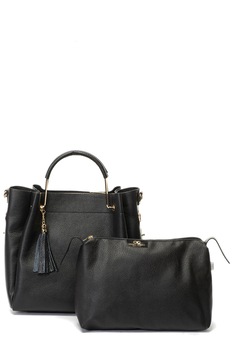 Chiara Canotti, Geanta tote de piele, cu etui detasabil, Negru Chiara Canotti, Geanta tote de piele, cu etui detasabil, Negru