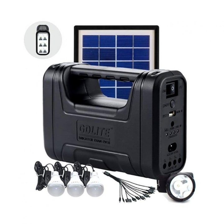Комплект Соларна LED система за осветление KAPP LB - 104, Бял/Черен