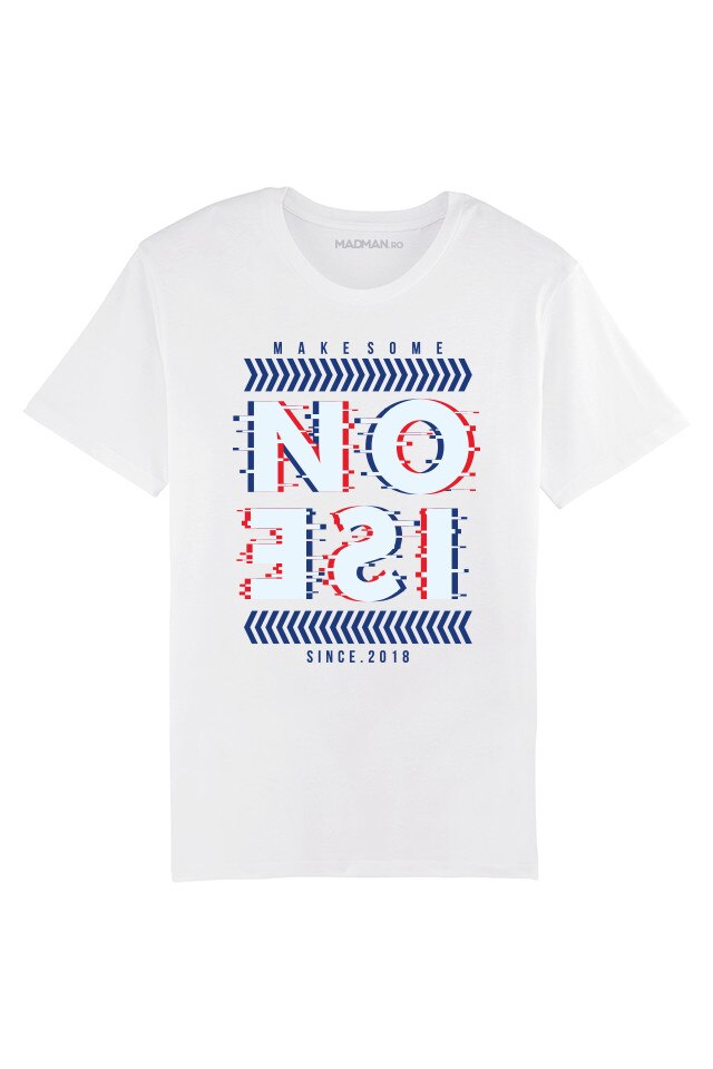 Tricou MADMAN, NOISE B, alb, Alb