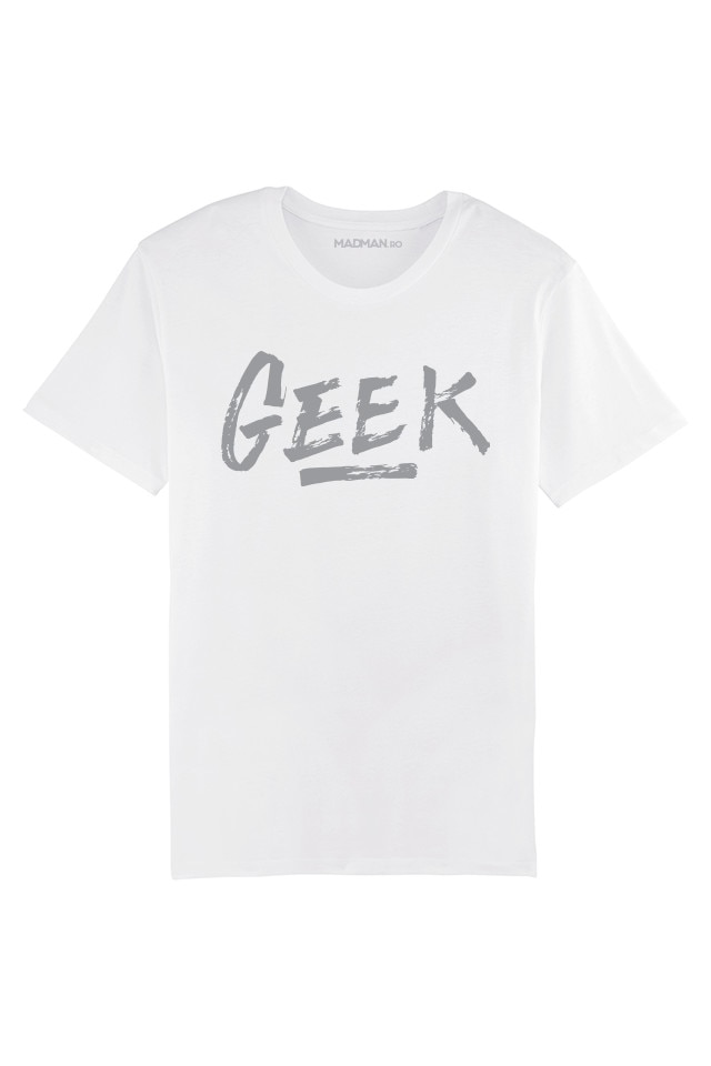 Tricou MADMAN GEEK B, alb
