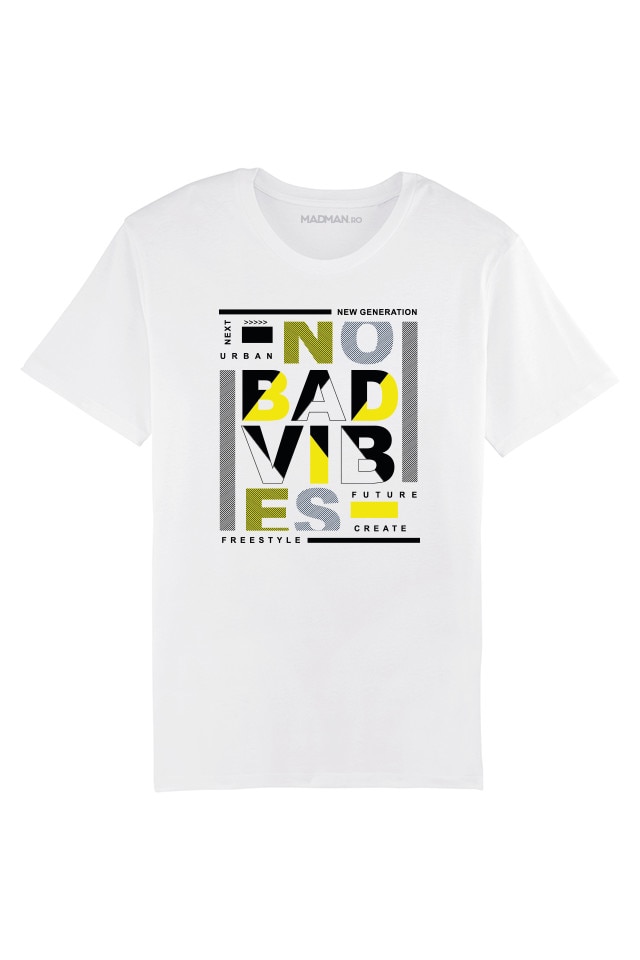 Tricou MADMAN NObadvibes B, alb
