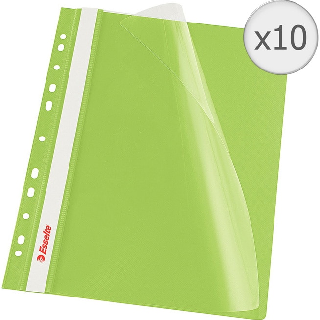 Set 10 dosare PP cu multiperforatii Esselte VIVIDA, A4, Verde