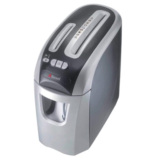 Distrugator documente manual REXEL PROSTYLE+12, P4, cross-cut (confeti), 12 coli, cos 20l, argintiu