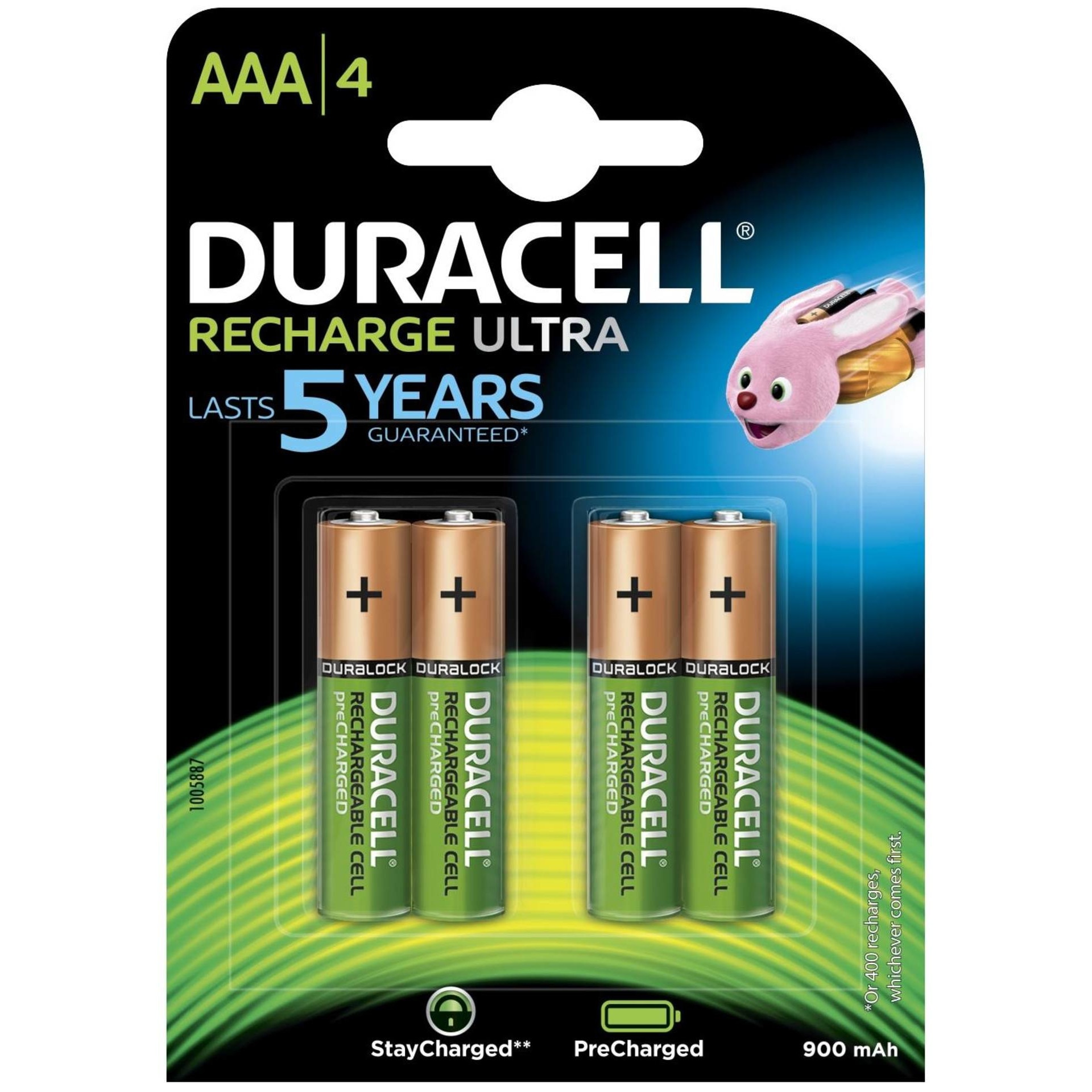 Piles rechargeables NiMH AAA HR03 1.2V 900mAh BL4 DURACELL / MEGA-PILES