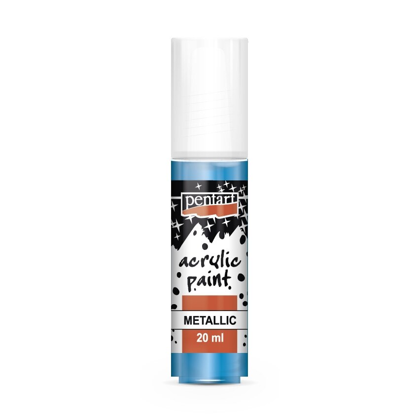 Vopsea acrilica metalizata pe baza de apa Pentart - albastru, 20 ml