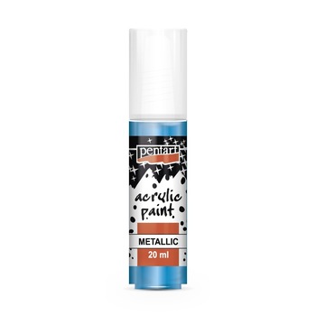 Vopsea acrilica metalizata pe baza de apa Pentart - albastru, 20 ml Vopsea acrilica metalizata pe baza de apa Pentart - albastru, 20 ml