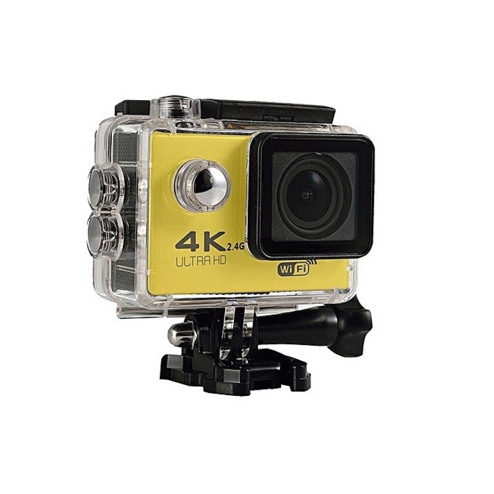 Camera video sport, 4K - Ultra HD, Wifi, Waterproof Action Cam, Galben
