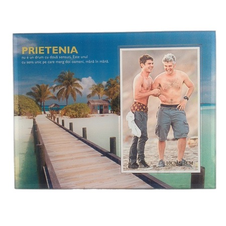 Rama Foto Din Sticla Pe Fundal Avand Imagini Estivale Cu Texte Despre Prietenie Model 2 Emag Ro