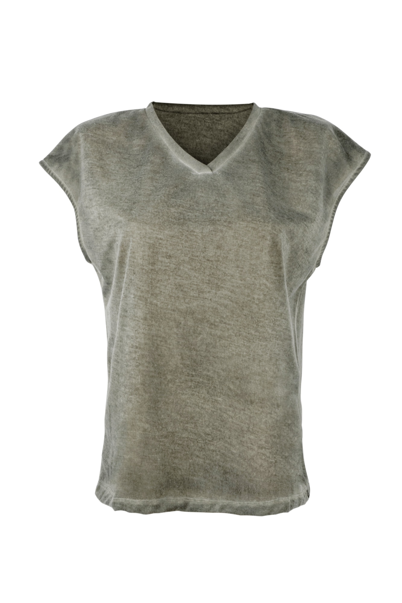 Tricou dama Zusss, decolteu V, Germag, Kaki