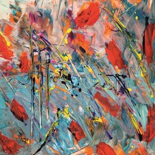 Tablou Canvas, Abstract, 70 x 70 cm, Rama lemn, Multicolor