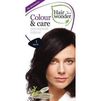 Vopsea de par fara amoniac, Hairwonder, Colour & Care Black 1 Vopsea de par fara amoniac, Hairwonder, Colour & Care Black 1