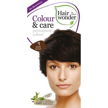 Vopsea de par fara amoniac, Hairwonder, Colour & Care Dark Brown 3 Vopsea de par fara amoniac, Hairwonder, Colour & Care Dark Brown 3