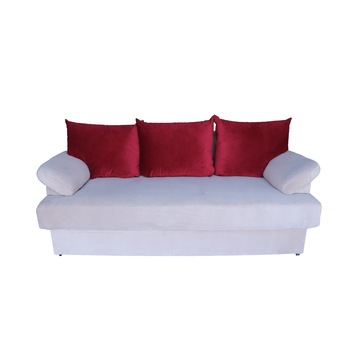 Canapea 3 locuri, extensibila si lada depozitare, Catalina, 2 m, cu perne rosii-bordo Canapea 3 locuri, extensibila si lada depozitare, Catalina, 2 m, cu perne rosii-bordo