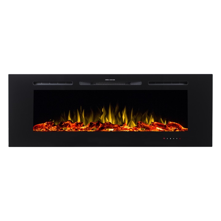Semineu electric de perete-incorporabil Avalon, Art Flame, 544x1650x140 mm, 1500W, 3 culori ale flacarilor, 5 niveluri ale intensitatii flacarilor, Busteni si cristale