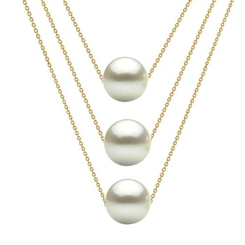 Colier Triplu Aur 14 karate si Perle Naturale Albe Premium Colier Triplu Aur 14 karate si Perle Naturale Albe Premium