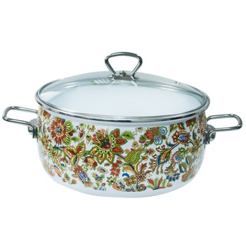 Oala emailata ruseasca IMPERIO 5 L 24cm capac sticla Oala emailata ruseasca IMPERIO 5 L 24cm capac sticla