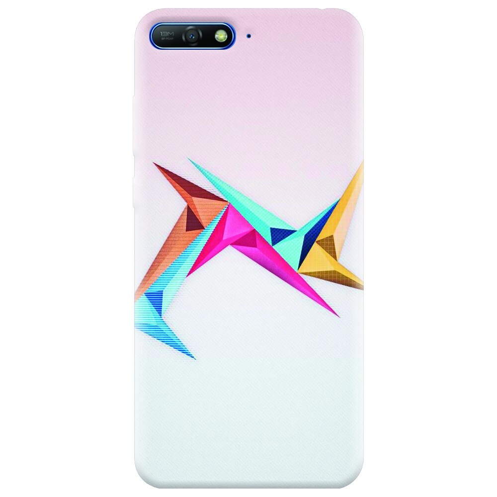 Husa silicon pentru Huawei Y6 2018, Abstract Minimalistic Colors Triangles