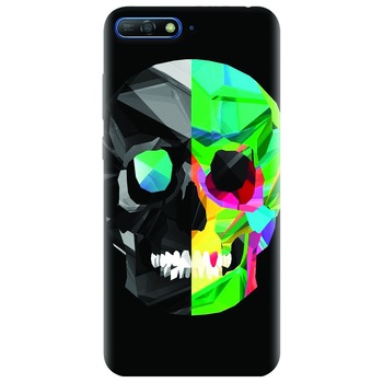 Husa silicon pentru Huawei Y6 2018, Colorful Skull Husa silicon pentru Huawei Y6 2018, Colorful Skull