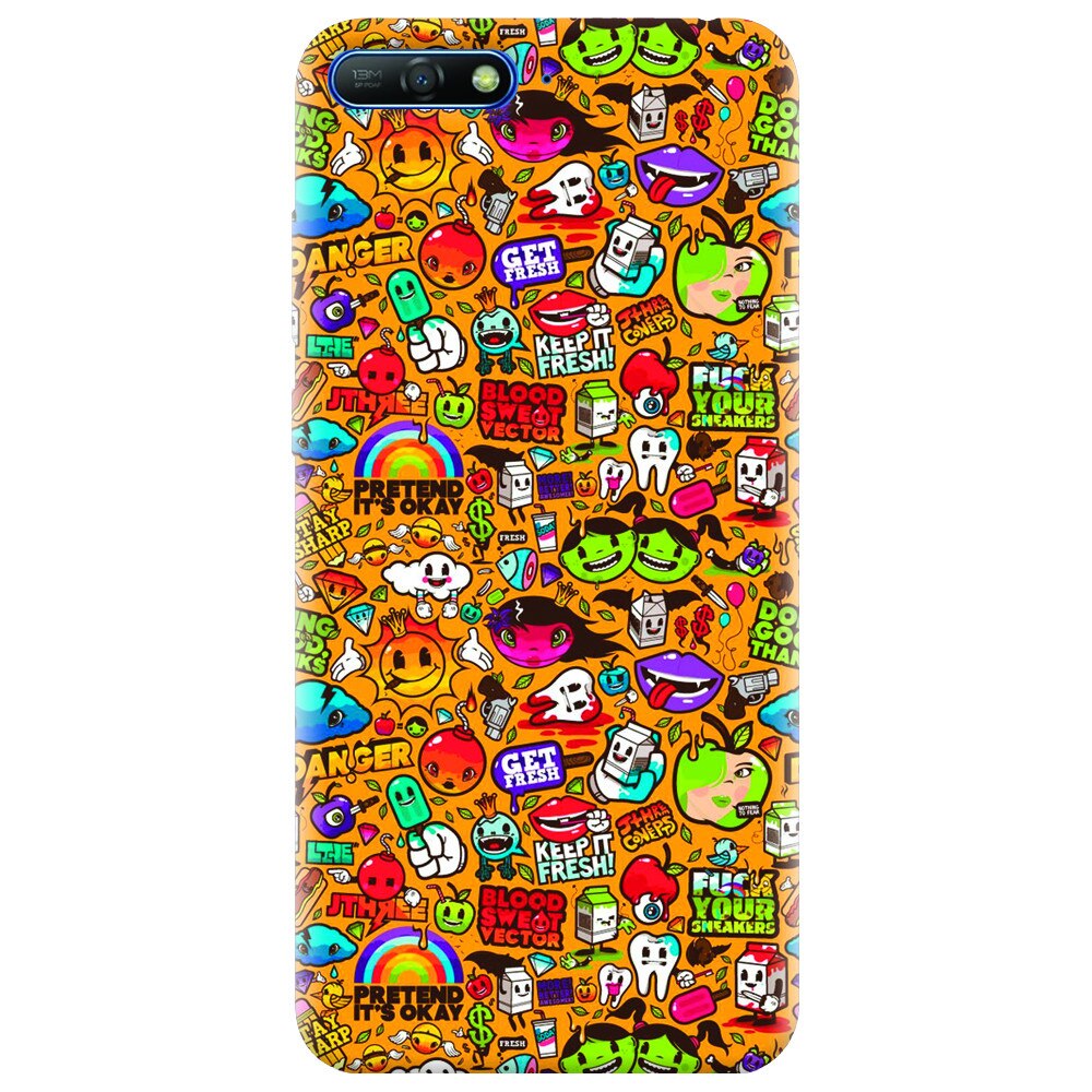 Husa silicon pentru Huawei Y6 2018, Colorful Sticker Illustrations